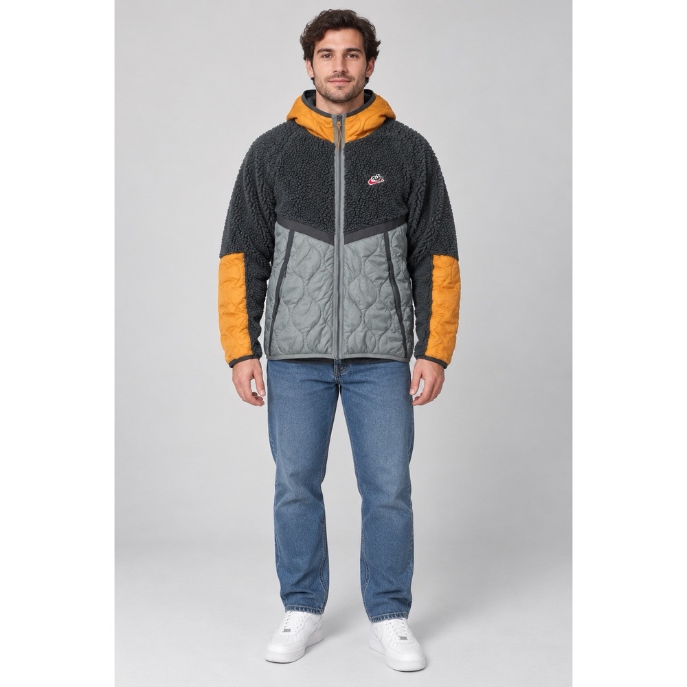 Nike Sportswear Heritage Sherpa Jacket Mens M Insulated Hooded Jacket